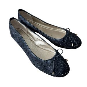 Adrienne Vittadini Women’s Black Bedazzled Ballet Flats size 9.5M